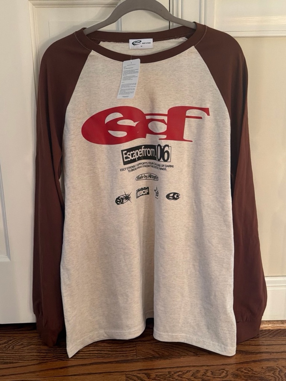 Raglan Long-Sleeve Shirt - Cream & Brown